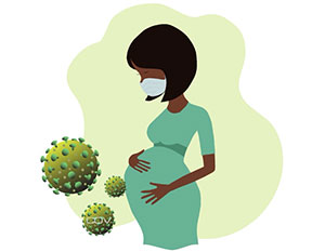 Pregnant woman and Virus Representation