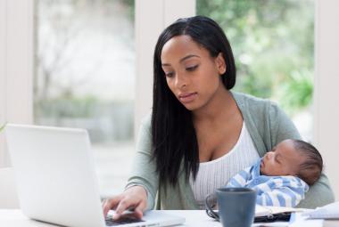 Mom working with baby