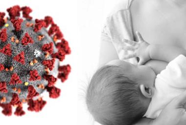Virus Icon and Baby breastfeeding